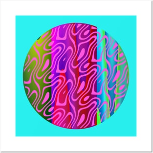 Silhouette Circle Abstract Ripple Pink Green Red Blue Teal Posters and Art